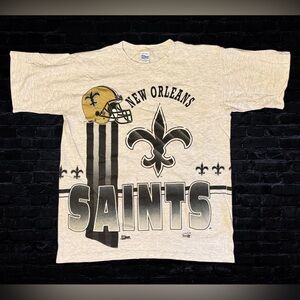 VTG 1993 New Orleans Saints Double Sided Print T Shirt Salem Single Stitch L